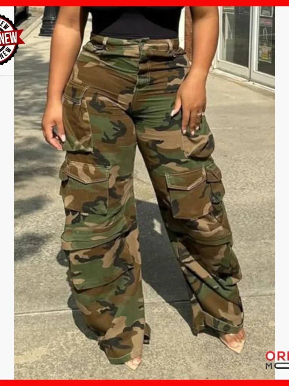 High Waisted Wide Leg Cargo Pants with Pockets Streetwear Casual